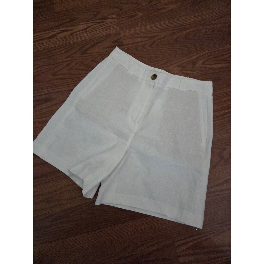 Boden Westbourne Linen Shorts White High Waisted Tailored 6 Inch Inseam 4 NWOT
